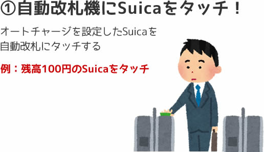 自動改札機にSuicaをタッチ！