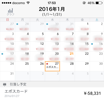 今後の引き落とし金額もわかる