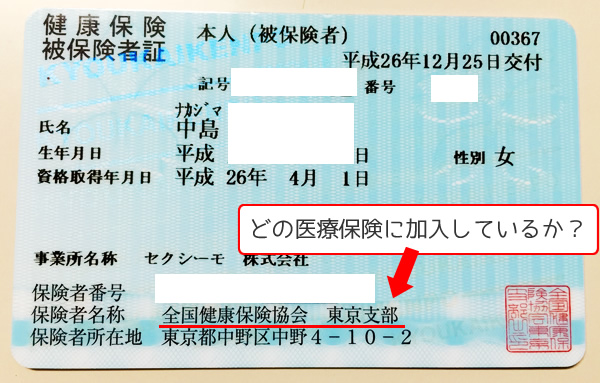 保険証でどの医療保険に加入しているかチェックする