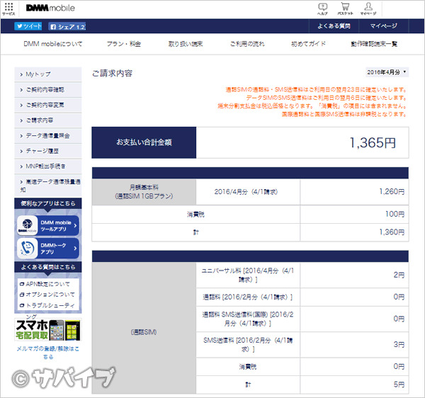 DMMモバイルの請求額