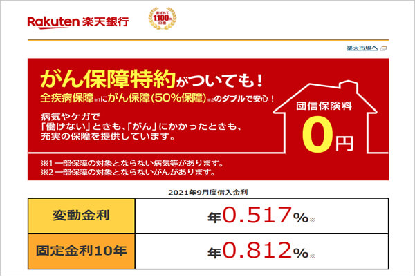 楽天銀行の住宅ローンのキャプチャ