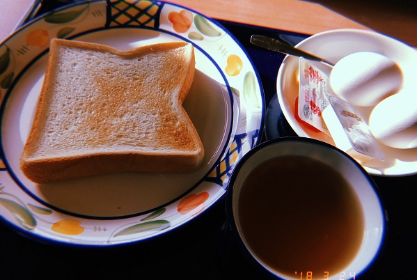 御神火温泉で食べた朝食