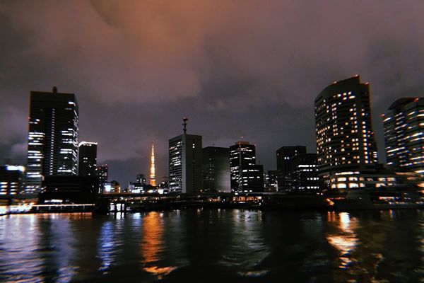 伊豆大島へ向かう船から見える夜景
