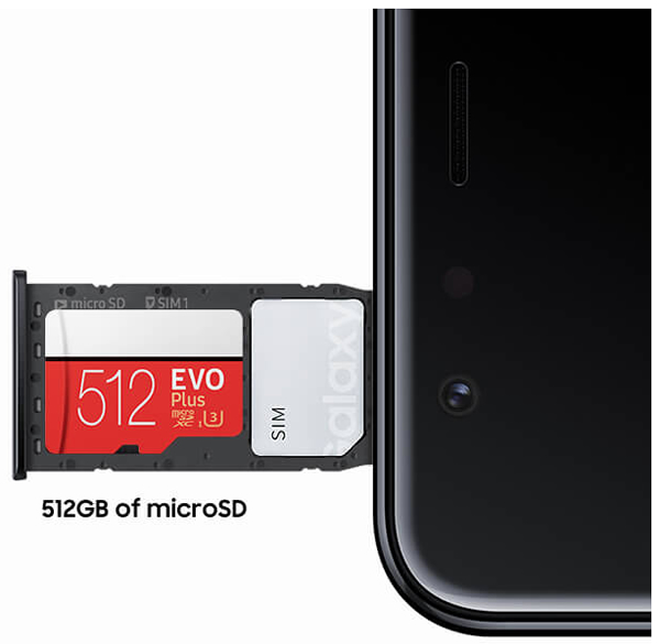 Galaxy A7はMicroSDカードを挿せば512GBまで追加できる