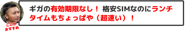y.u mobileのおすすめポイント・ギガの有効期限なし! 格安SIMなのにランチ タイムもちょっぱや(超速い)!