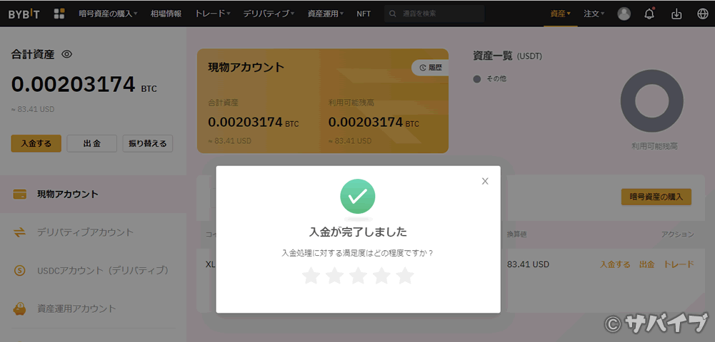 バイビットの入金手順8