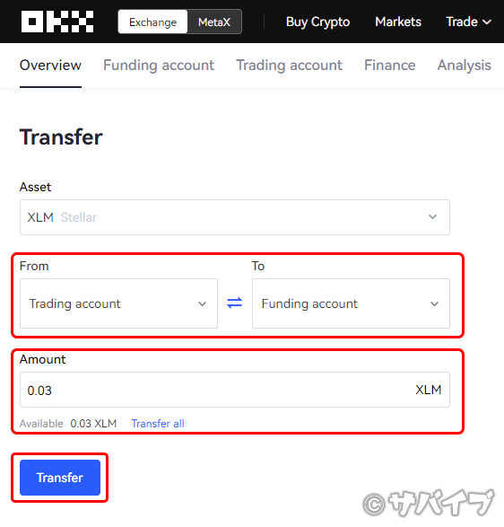 OKXのアカウント間の資金を移動する方法3