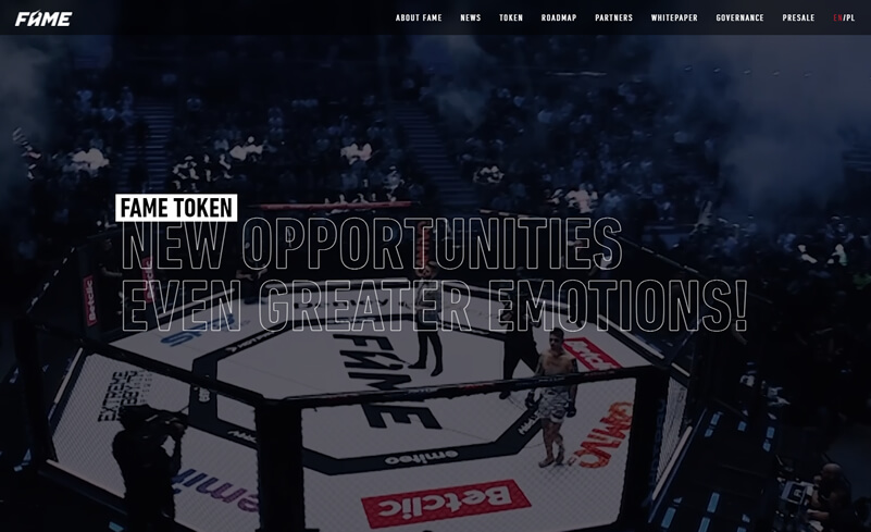 FAME MMAの独自トークン「FAME」の公式サイト