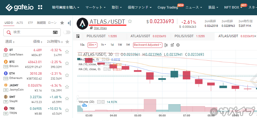 ゲートで「ATLAS」を購入する手順2