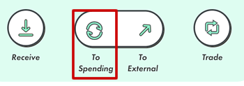 STEPNのGMT画面「To Spending」と「To External」というボタンが出てくる