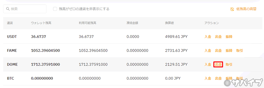 バイビットからエバードームをメタマスクに送金する手順2