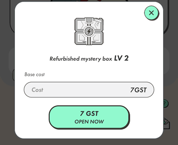 STEPNでレベル2のミステリーボックスを開封するには、72時間（3日間）待って7GST支払う必要がある