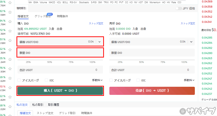 ゲートで「DIO」を購入する手順2